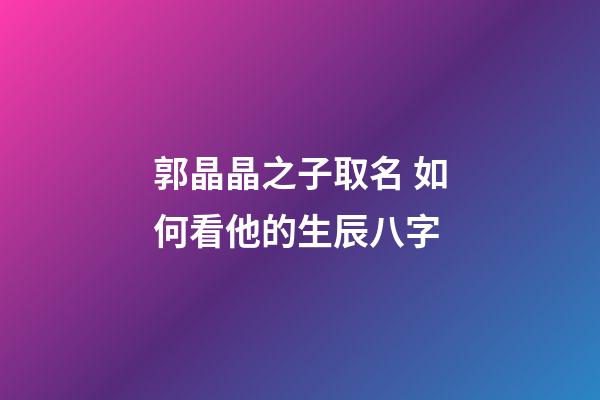郭晶晶之子取名 如何看他的生辰八字